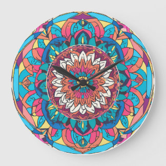 Un mandala curieux ラージ壁時計