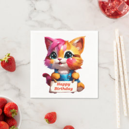 Un marrant chaton d'anniversaire スタンダードカクテルナプキン
