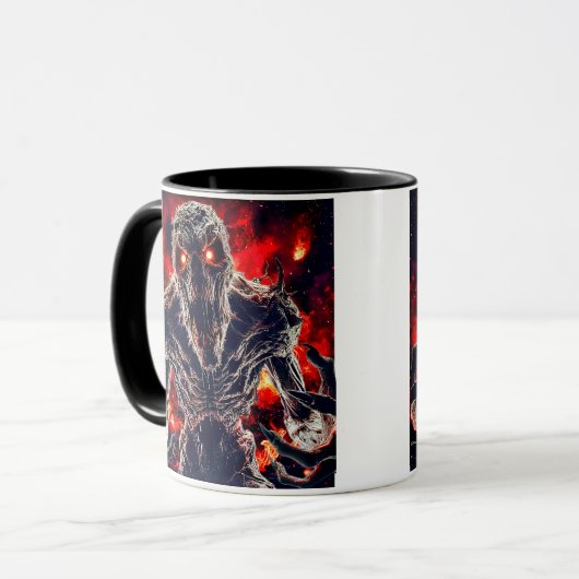 Un monstre sort des flammes. マグカップ (正面左)