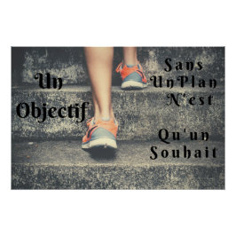 "Un Objectif" Affiche Murale Citation Positive ポスター