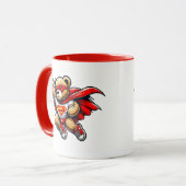 Un ourson super-héros en plein vol. マグカップ (正面左)