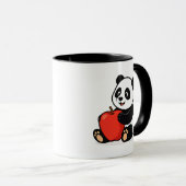 Un panda tout mignon serre une pomme rouge. マグカップ (正面右)