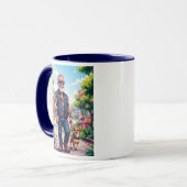 Un papi rocker avec son tout petit chien.  マグカップ (正面左)