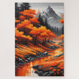 Un paysage gris tout en nuance d'orange ジグソーパズル