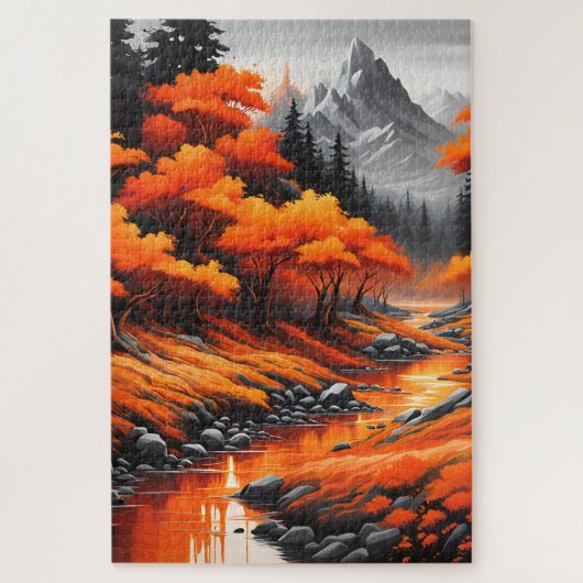 Un paysage gris tout en nuance d'orange ジグソーパズル (縦)