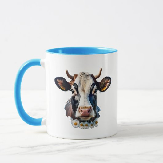 Un portrait d'une vache au regard paisible. マグカップ (左)