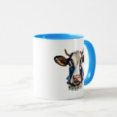 Un portrait d'une vache au regard paisible. マグカップ (正面右)