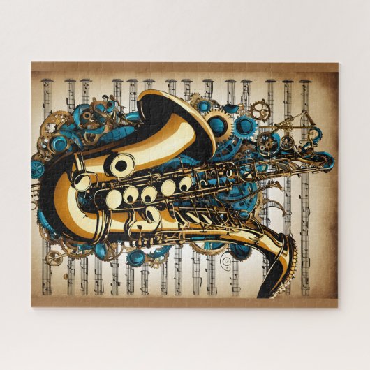 Un saxophone, style steampunk ジグソーパズル (横)