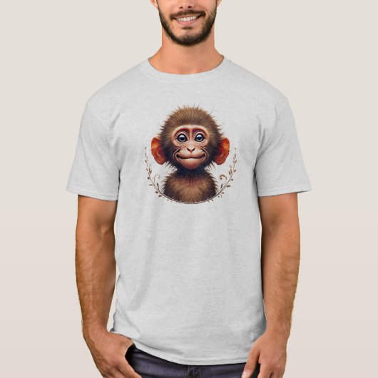 Un singe macaque à drôle de tête. tシャツ (正面)