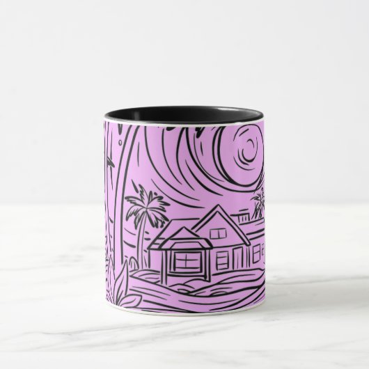 un soleil levant devant la mer,mug マグカップ (中央)