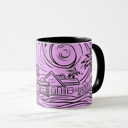 un soleil levant devant la mer,mug マグカップ (正面右)