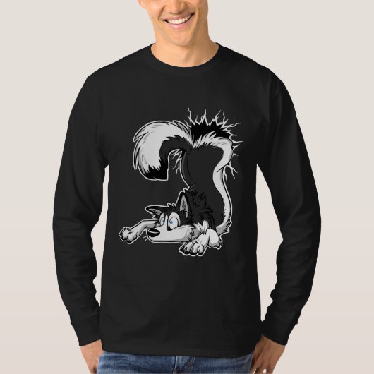Un Stuck Black Husky White Outlines Active Tシャツ (正面)