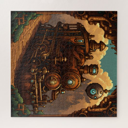 Un train steampunk en pixel art ジグソーパズル (横)