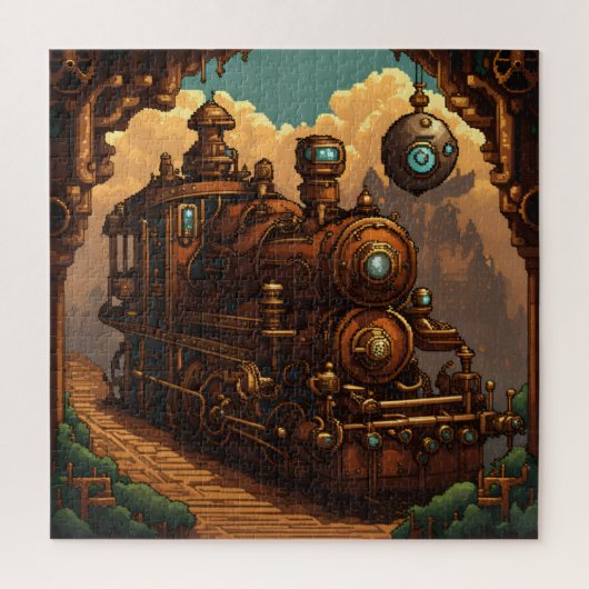Un train steampunk en pixel art ジグソーパズル (縦)