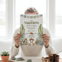un vaquerito viene en camino rodeo baby shower 招待状