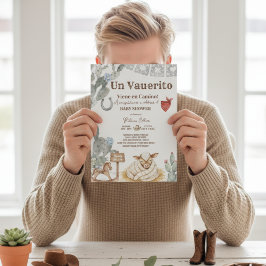 un vaquerito viene en camino rodeo baby shower 招待状