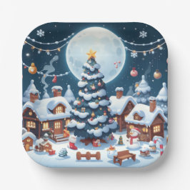 Un village de Noël féerique ペーパープレート