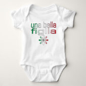 Una Bella Figliaイタリアの旗色 ベビーボディスーツ (正面)