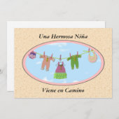 Una HermosaのniñaのViene en Camino/ベビーシャワー 招待状 (正面/裏面)