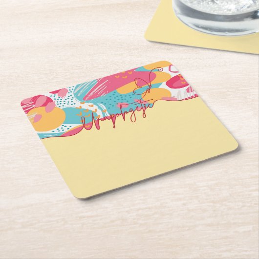 Unapologetic Bold Feminine Statement スクエアペーパーコースター (アングル)