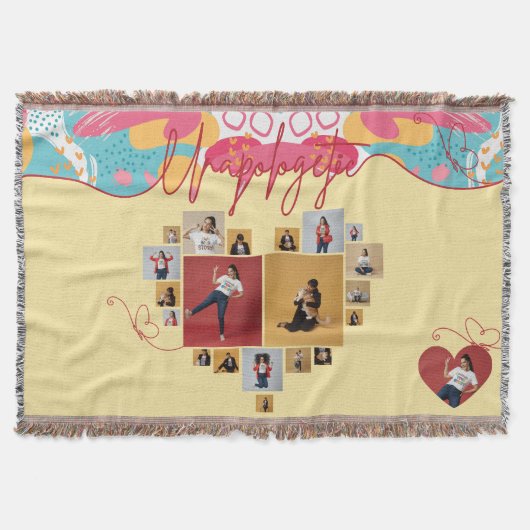 Unapologetic Personalized Feminine Photo Collage スローブランケット (正面)