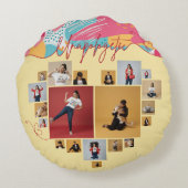 Unapologetic Personalized Feminine Photo Collage ラウンドクッション (裏面)