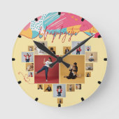 Unapologetic Personalized Feminine Photo Collage ラウンド壁時計 (正面)