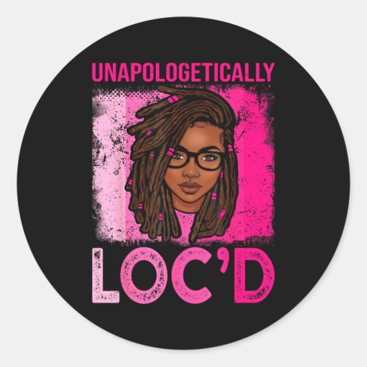 Unapologetically loc'd woman dreadlocks hair black ラウンドシール (正面)