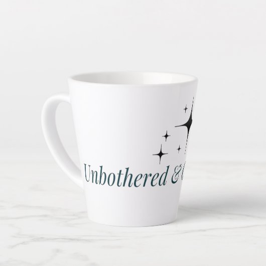 Unbothered and Caffeinated Mug カフェラテマグ (左アングル)