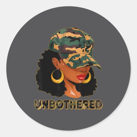 Unbothered Black Woman Melanin African Black Histo ラウンドシール (正面)