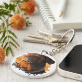 Unbothered Golden Hour Dog – Premium Minimalist  キーホルダー (正面右)