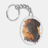 Unbothered Golden Hour Dog – Premium Minimalist  キーホルダー (正面左)