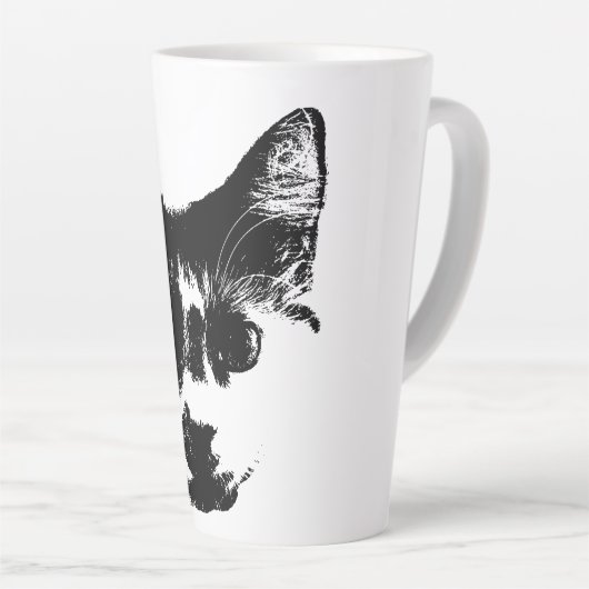 Unbothered – Ink Style Cat カフェラテマグ (右アングル)