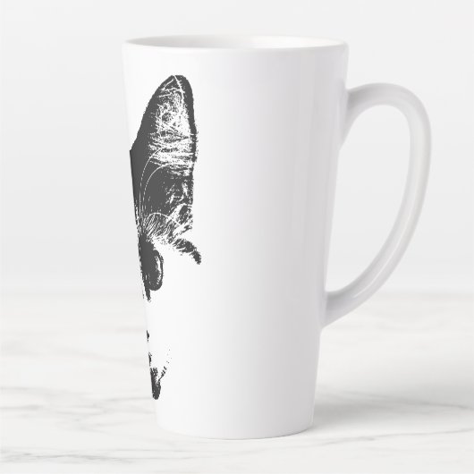 Unbothered – Ink Style Cat カフェラテマグ (右)