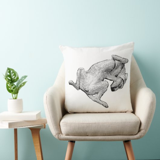 Unbothered Pup – Black & White Throw Pillow クッション (椅子)