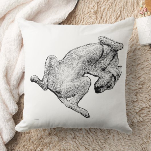 Unbothered Pup – Black & White Throw Pillow クッション (ブランケット)