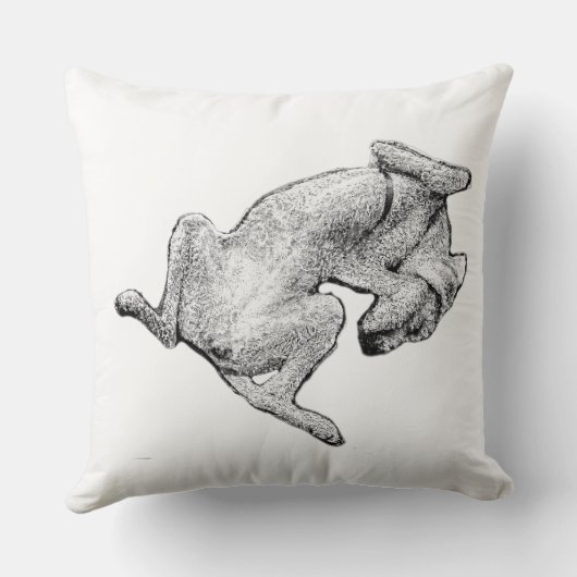 Unbothered Pup – Black & White Throw Pillow クッション (裏面)