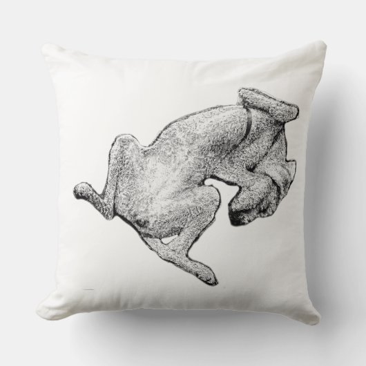 Unbothered Pup – Black & White Throw Pillow クッション (正面)