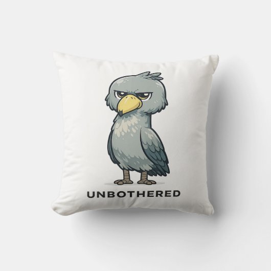 Unbothered Shoebill Bird Minimalist Funny Design クッション (正面)