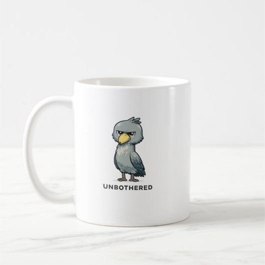 Unbothered Shoebill Bird Minimalist Funny Design コーヒーマグカップ (左)