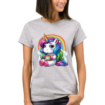 Unbothered Unicorn Sipping Coffee Under a Rainbow