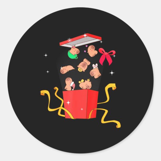 Unboxing Blind Box Capybara Pyjama Ugly Christmas  ラウンドシール (正面)