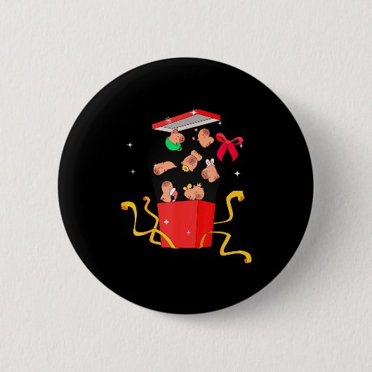 Unboxing Blind Box Capybara Pyjama Ugly Christmas 缶バッジ (正面)