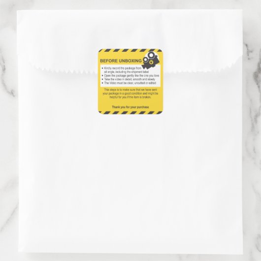 Unboxing Fixed Sheet Label and Guarantee. スクエアシール (バッグ)