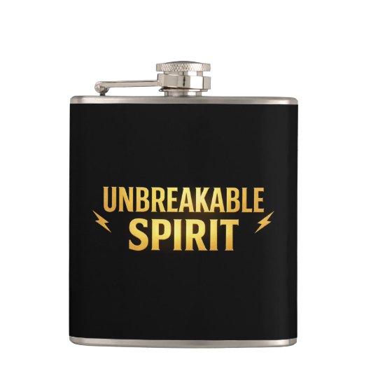 Unbreakable Spirit Black Stainless Steel Hip Flask フラスク (正面)