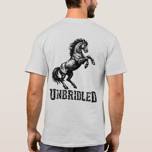 “Unbridled” 馬 グラフィックTシャツ Tシャツ (裏面)