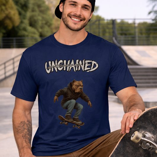 Unchained Skater Pitbull - Skateboarding Graphic Tシャツ