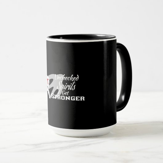 Unchecked Spirits Get Strong - black coffee mug マグカップ (正面右)