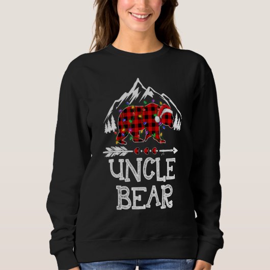 Uncle Bear Buffalo Plaid Matching Family Christmas スウェットシャツ (正面)