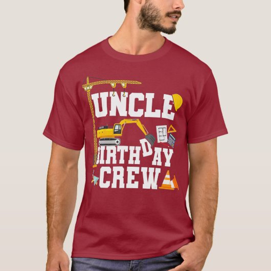 Uncle Birthday Crew Shirt Gift Construction Tシャツ (正面)
